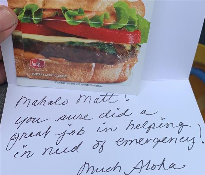 Mathew Faasus, a quality Crew Chief - image of nice note to Matt
