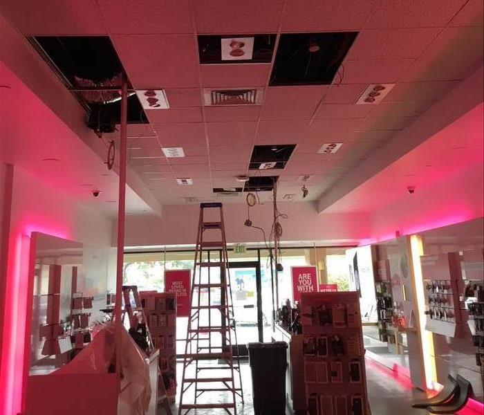 Ceiling Panels taken out at commercial business